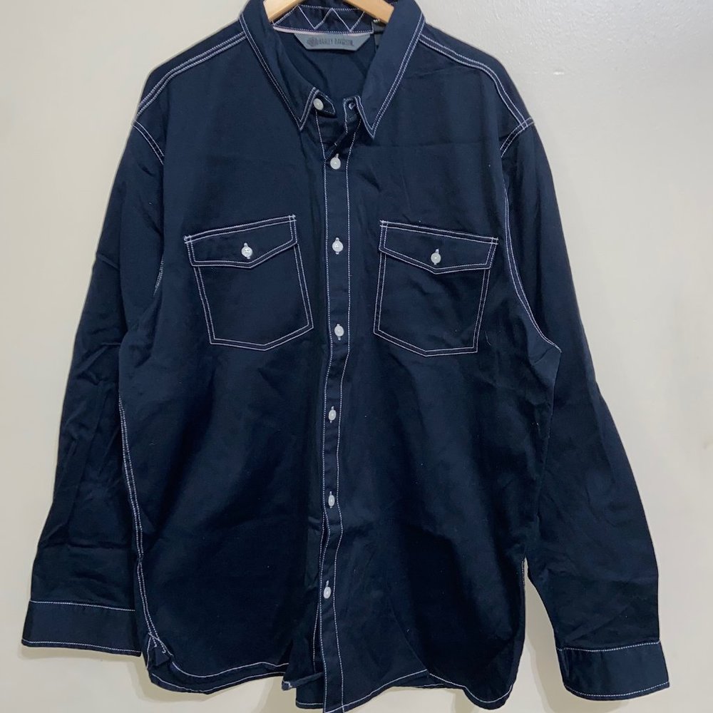 Harley-Davison Denim Long Sleeve Button Up Navy Mens 3XL Slim-Fit 98667-20VM NEW